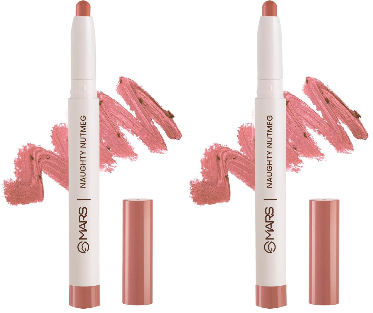 MARS Retractable Poppins Long Lasting Lip Crayon | Matte Finish | Smudge Proof & Kiss Proof Crayon Lipstick for Women (1.3 gm) (22-NAUGHTY NUTMEG) (Pack of 2)