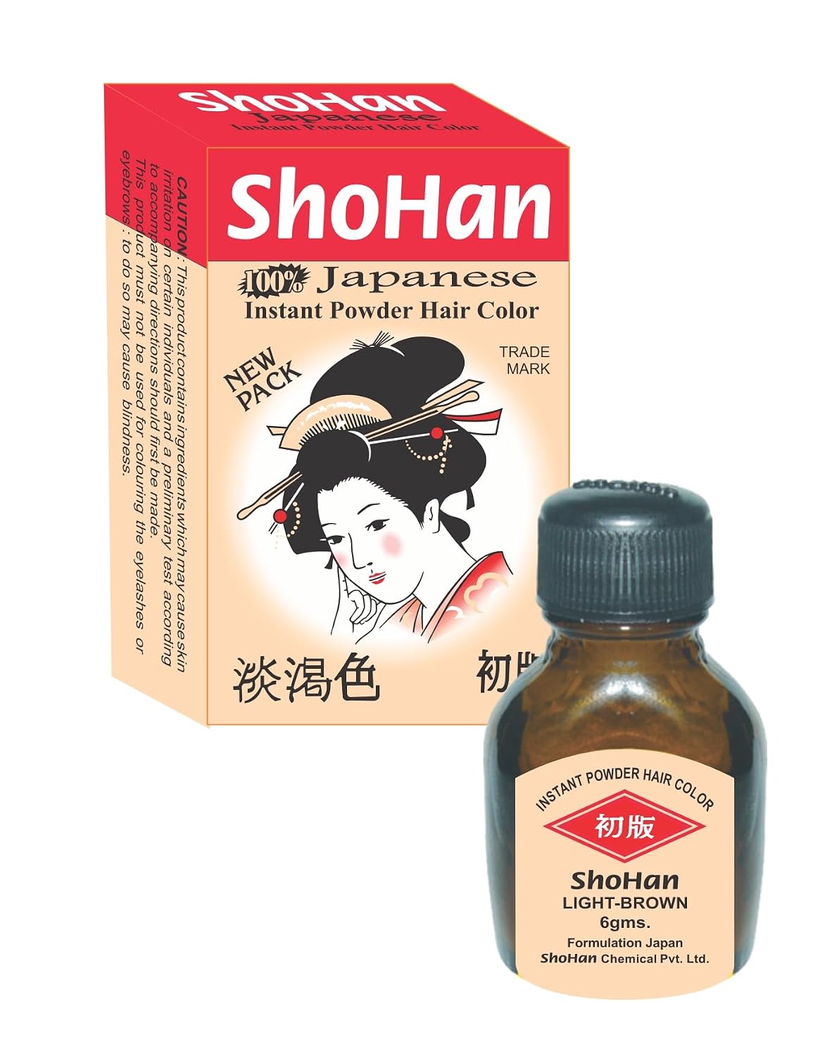 ShoHan Japanese Light Brown Hair Dye - MINIMUM BUY 6PC - 40+ Days Instant Colour Touch Up - Permanent Colour for Women - Powder For Men - Dye For Women Ammonia