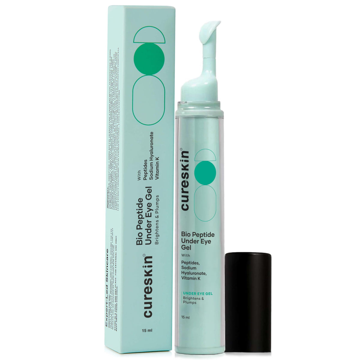 Cureskin Bio-Peptide Under Eye Gel with Hyaluronic Acid, Vitamin K & Chrysin | Reduces Dark Circles, Puffiness & Fine Lines | Under Eye Cream for Women & Men |