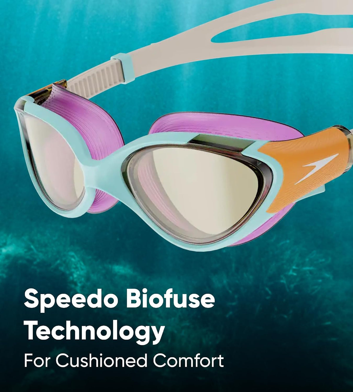 Speedo Women's Biofuse 2.0 Clear-Lens Goggles - Clear & Blue