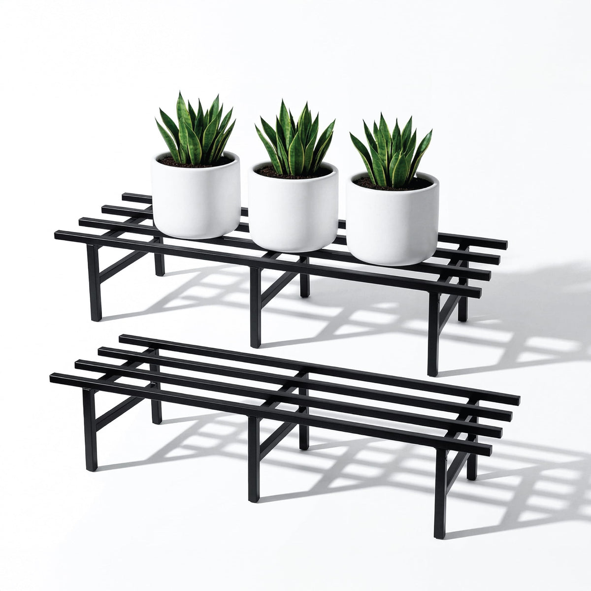 Robustt Horizontal Metal Pot Stand (Set of 2 ) 76x24x18 Cm | Rust-Proof Matte Powder-Coated Pot Stand for Big Size Plants | Supports Up to 200 Kg| Ideal for Bal