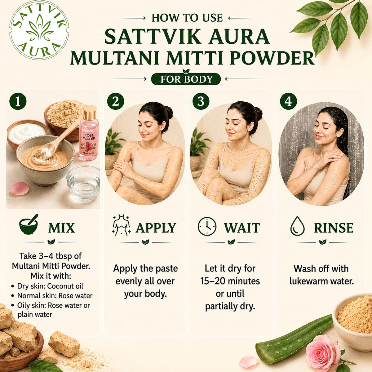 Pure Multani Mitti Powder for Face, Skin & Hair Care | Natural Fuller’s Earth Powder | Fine Powder for Face Pack & Hair Pack | 100g