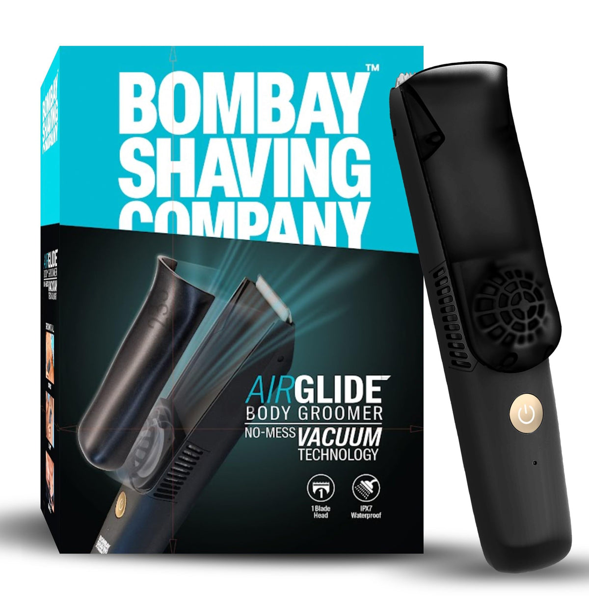 Bombay Shaving Company AirGlide Full Body Trimmer With Vacuum Tech | Zero Mess Body, Balls Trimming | Type C Flash Charging | Multi Length Combs, Detachable Bla