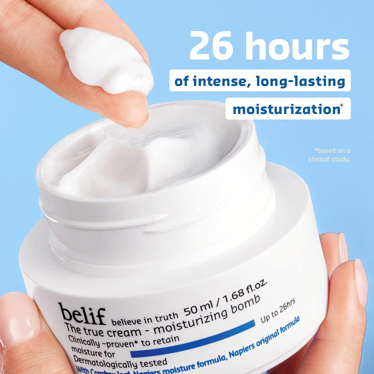 belif The True Cream Moisturizing Bomb 25ml | Intense Face Moisturizer for Dry, Sensitive Skin | 48-Hour Hydration with Panthenol, Oat & Comfrey | Hydrating Cre