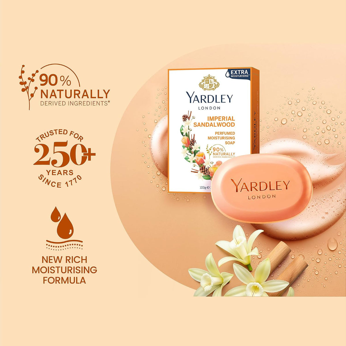 Yardley London Sandalwood Luxury Soap, 100 G, Pack of 3