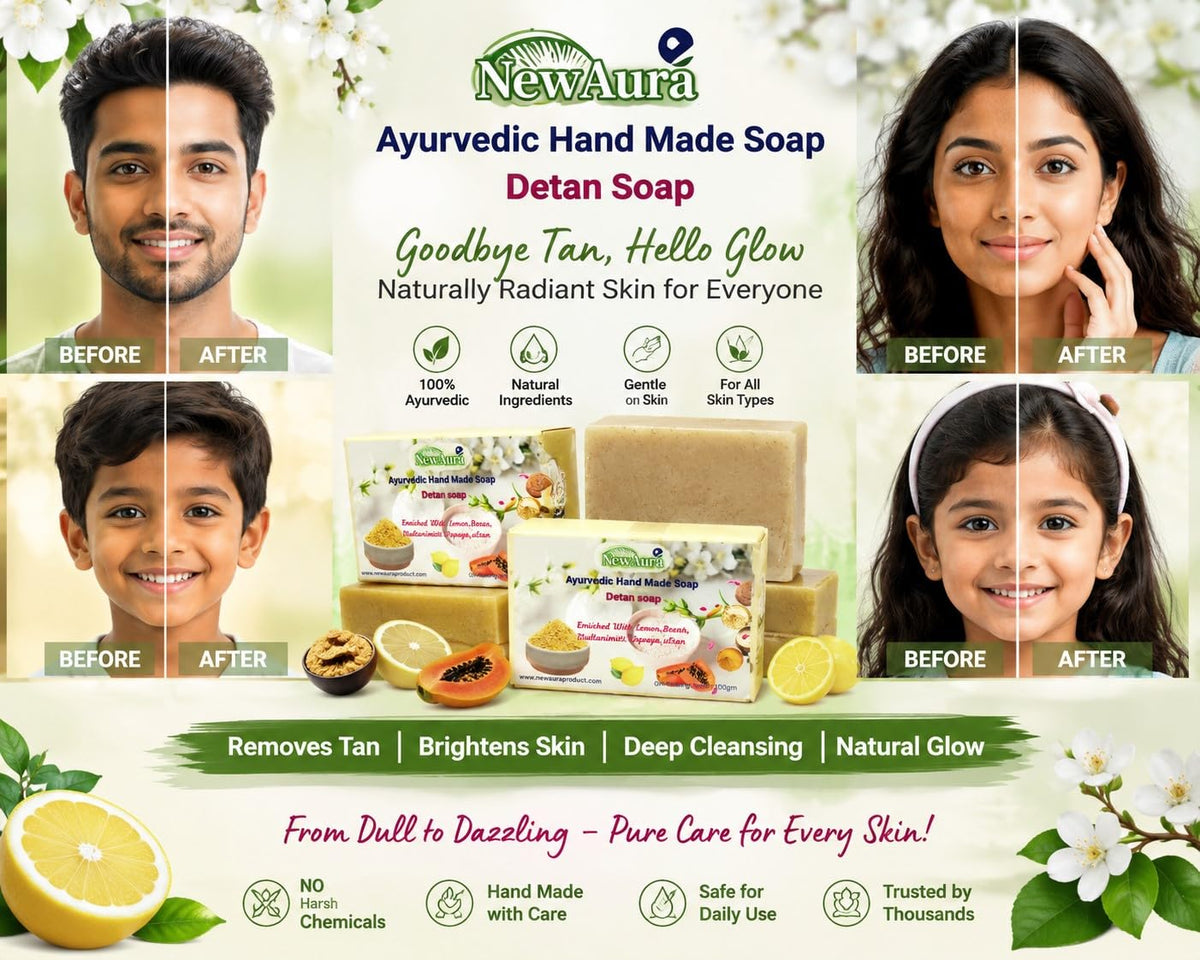 Ghar Ka Magic NewAura Detan Ayurvedic Handmade Soap Combo Pack 300g
