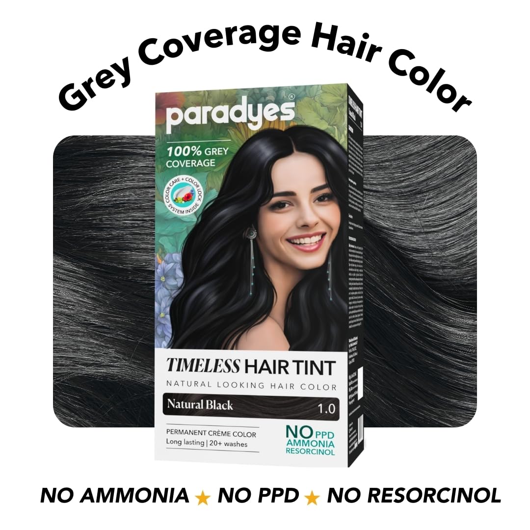 Paradyes Timeless Hair Tint, Natural Black 1.0, Permanent Hair Color 120 g (Pack of 1) Natural Black