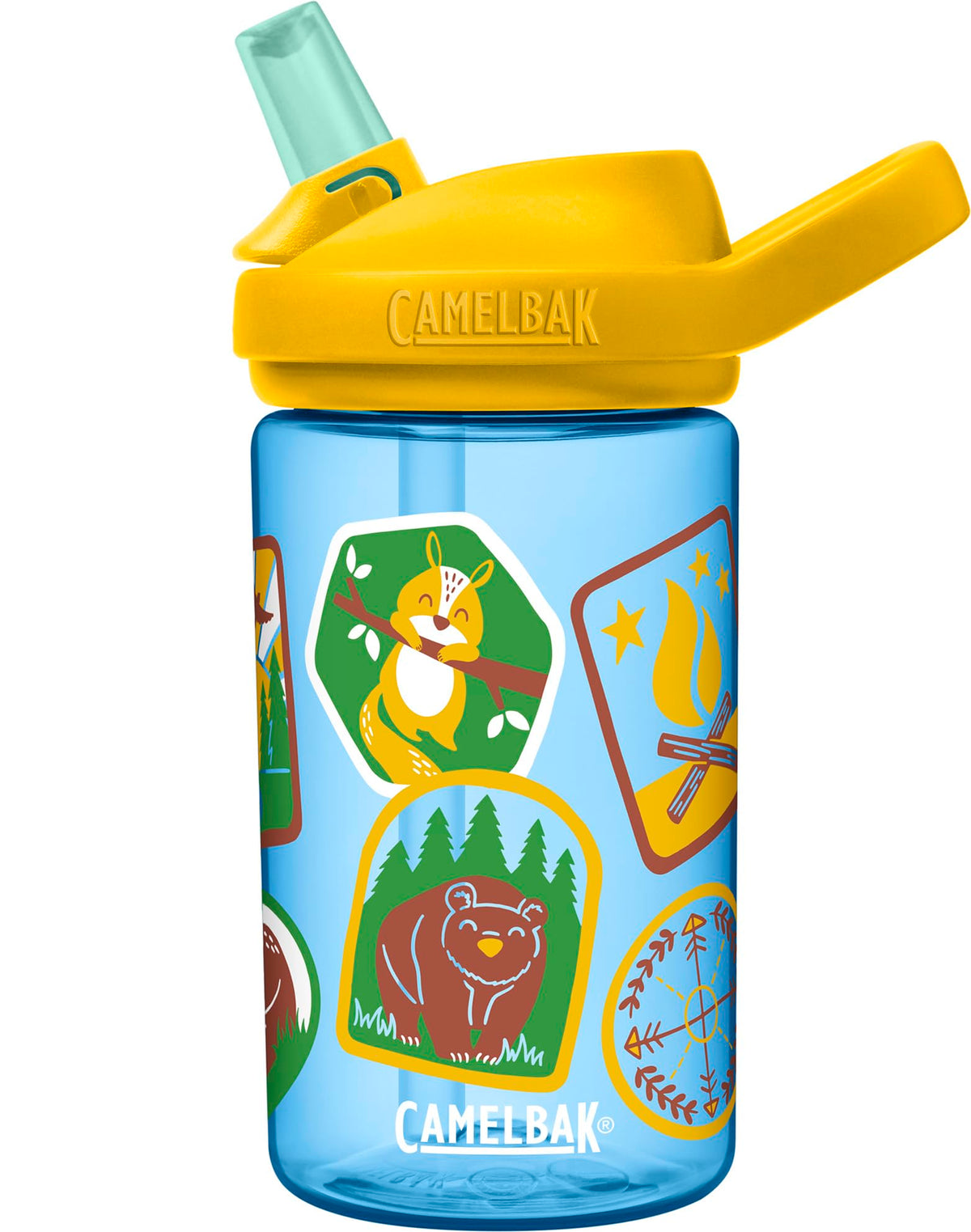 CamelBak Eddy+ Kids Bite Valve Water Bottle 14oz, Explorer Patches Explorer Patches 14 Ounces