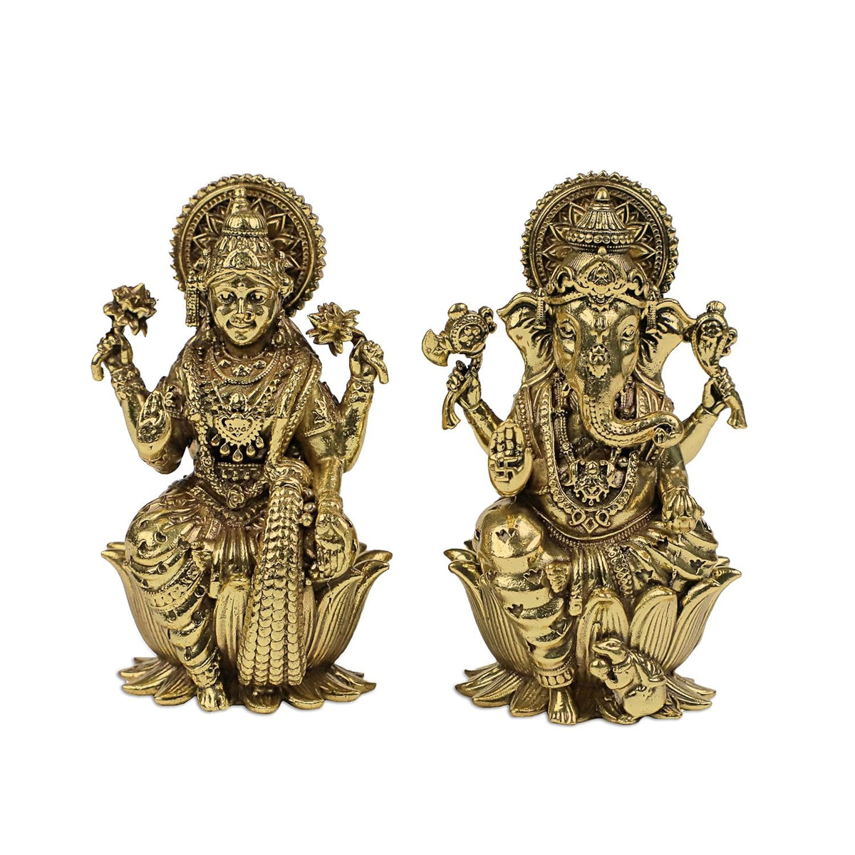 3 Inch Pure Brass Shree Lakshmi Ganesh Murti Set for Home Mandir & Pooja Room Laxmi Ganpati Idols for Diwali Pooja Festival Decoration Housewarming Gift Traditi