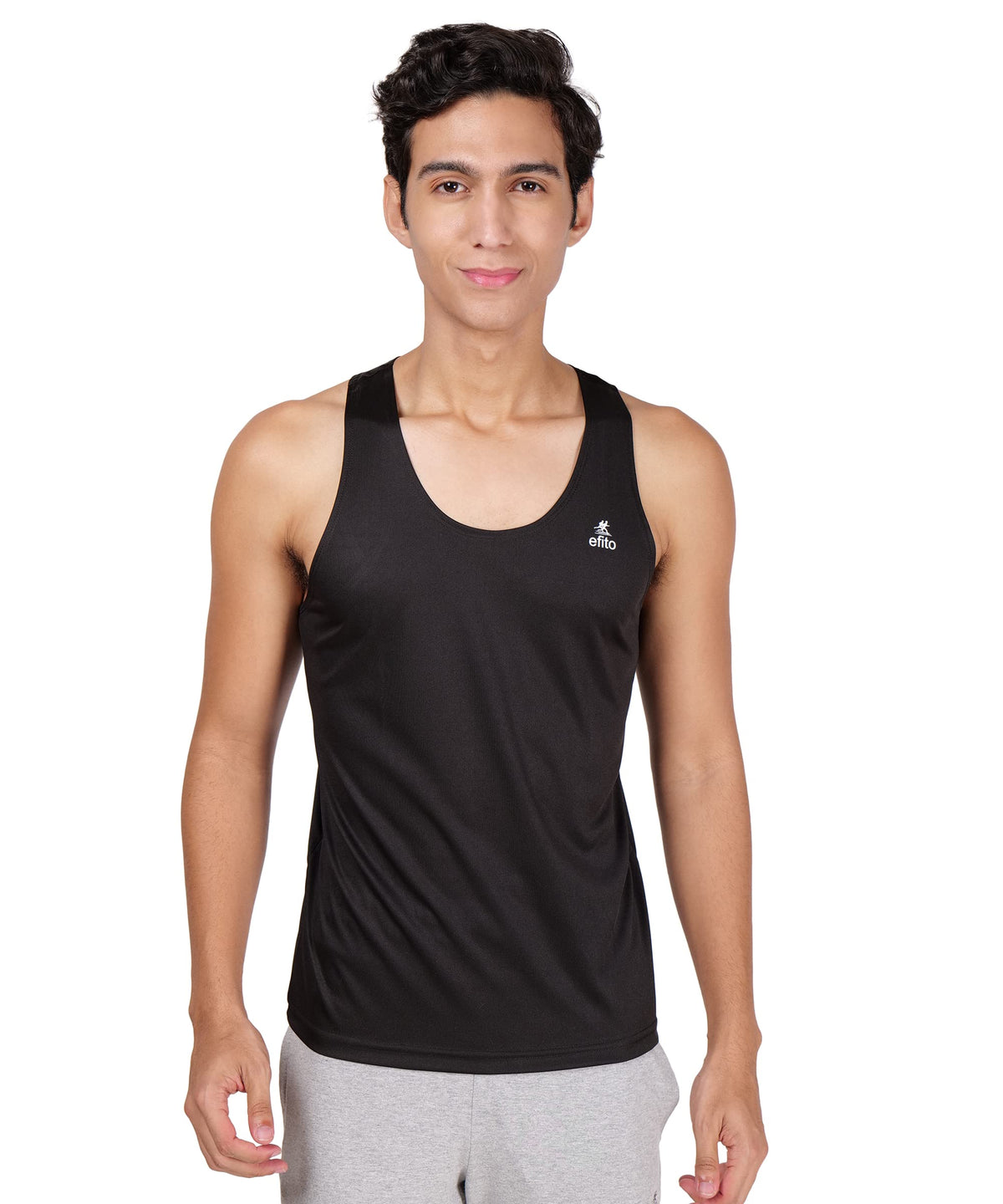 Men's Vest | Polyster Blended | Fit for Gym Workout Running S BLACK