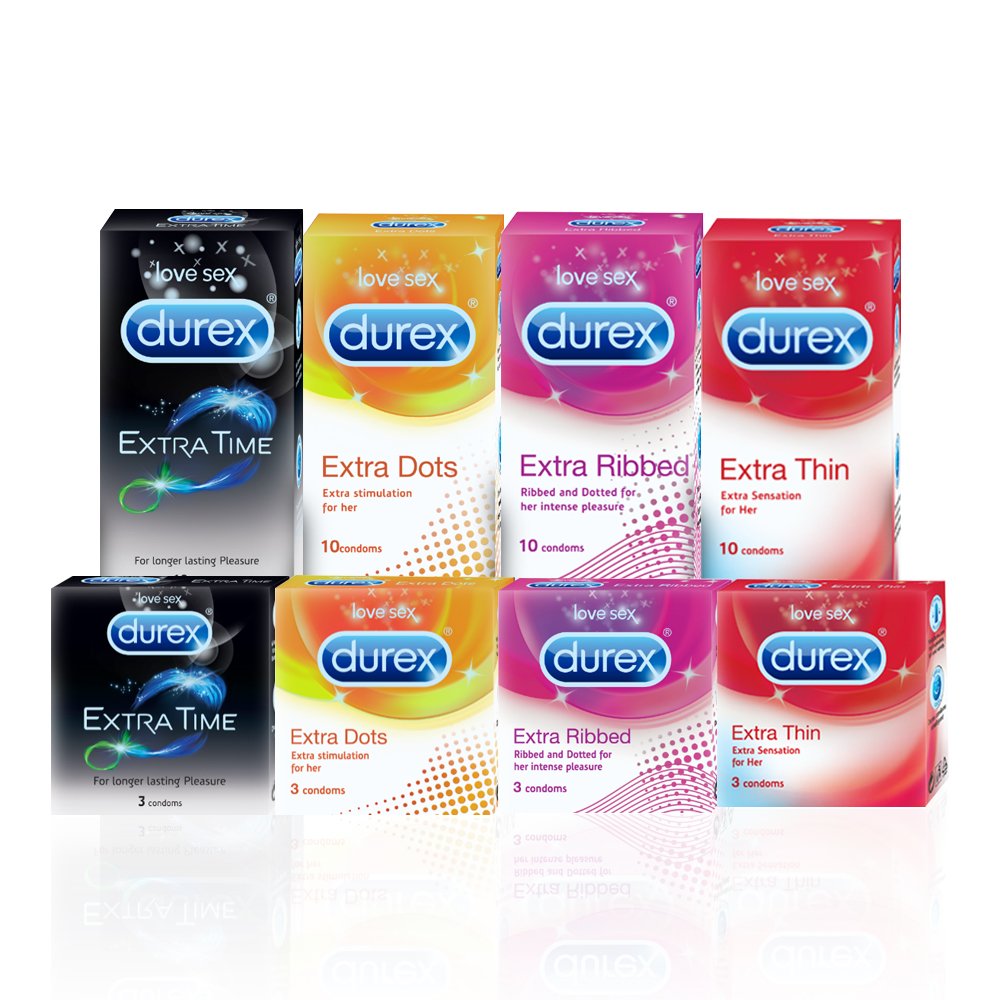 Durex Pleasure Pack (Durex Sensual 200ml, Extra Ribbed 10s)
