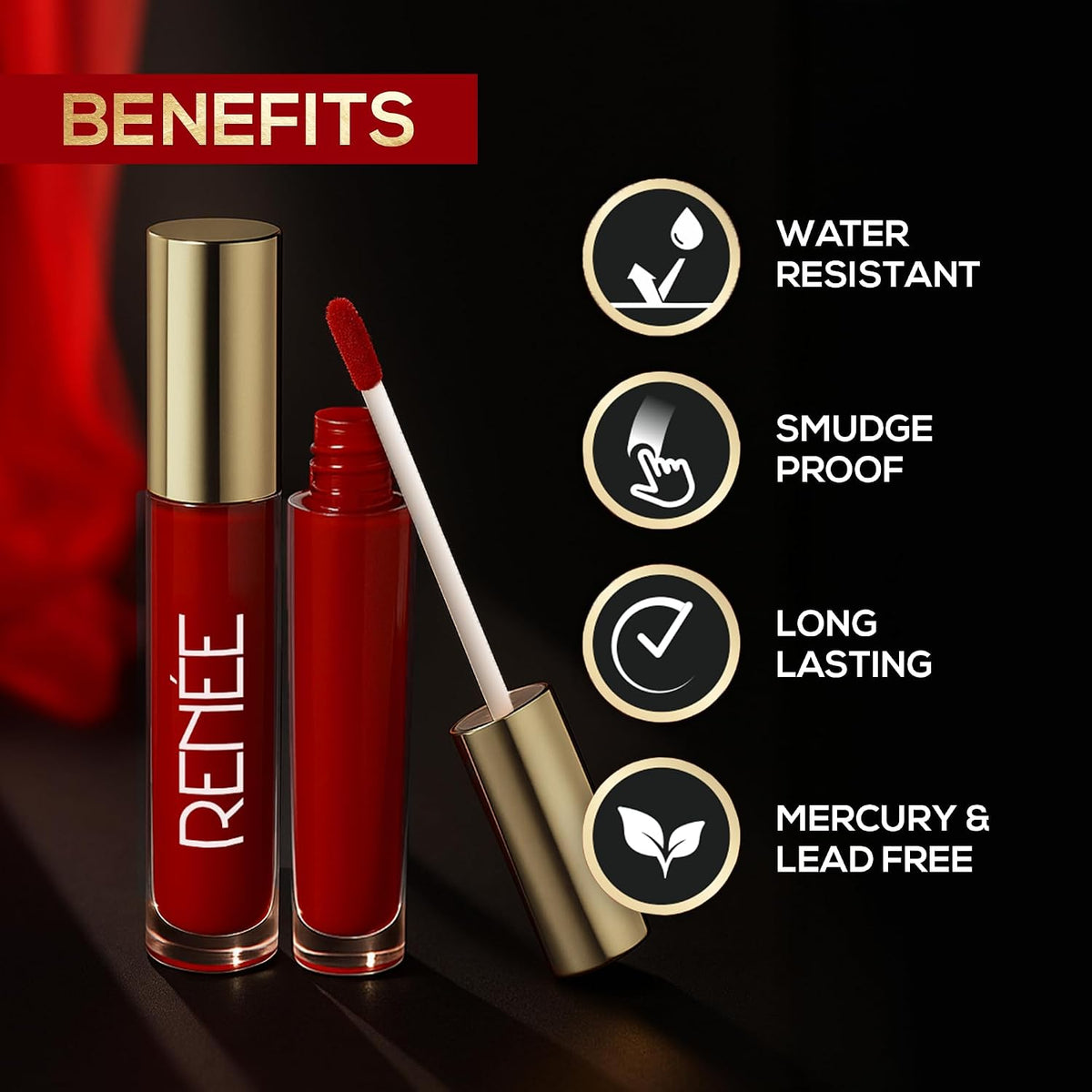 RENEE Sindoor - Red | Highly Pigmented | Matte Finish | Sponge-Tip Applicator | Water-Resistant | Smudge-Proof | Lightweight & Long-Lasting | Travel Friendly |