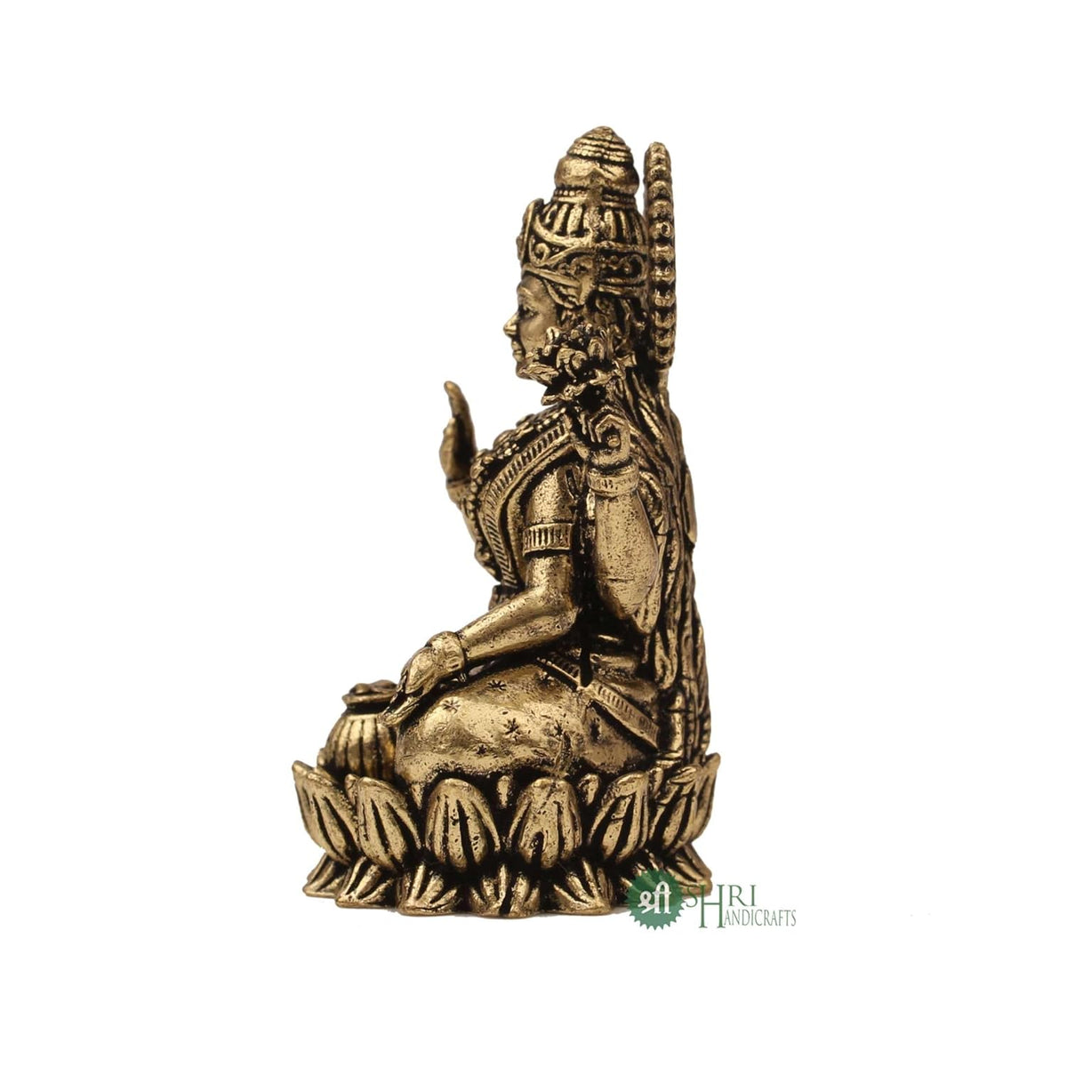 INDICAST Brass 2" Goddess Maa Laxmi Idol Murti Statue for Home and Office (5x3x2 cms, 40gm) Brass (40gm_2")
