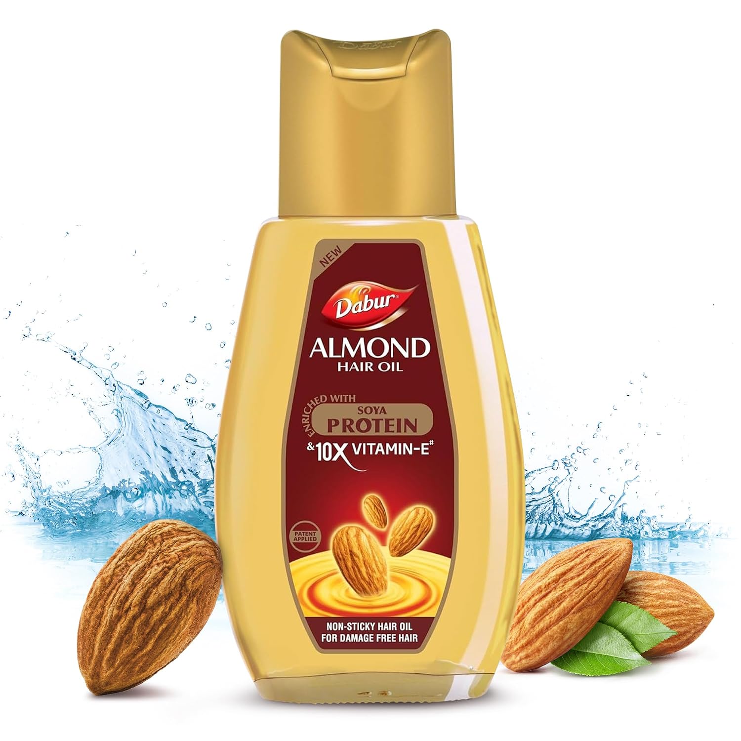 Dabur Almond Hair Oil - 190ml With Free Dabur Almond Oil 95ml | Provides Damage Protection | Non Sticky Formula | For Soft&Shiny Hair | With Almonds, Keratin Protein, Soya Protein & 10X Vitamin E