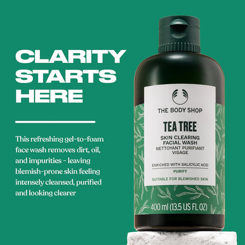 The Body Shop Tea Tree Skin Clearing Facial Wash – Purifying Vegan Face Wash For Oily, Blemished Skin – 8.4 oz