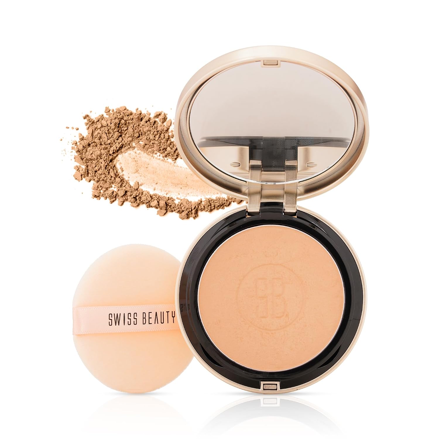Swiss Beauty Select Born To Last Compact Powder | 3-in-1 Skin Perfection | Oil Control | Blurs Pores | Matte Finish | Fresh Makeup for hours | With Squalane & Vitamin E | 6.5g, Shade- 3. Amber Haze