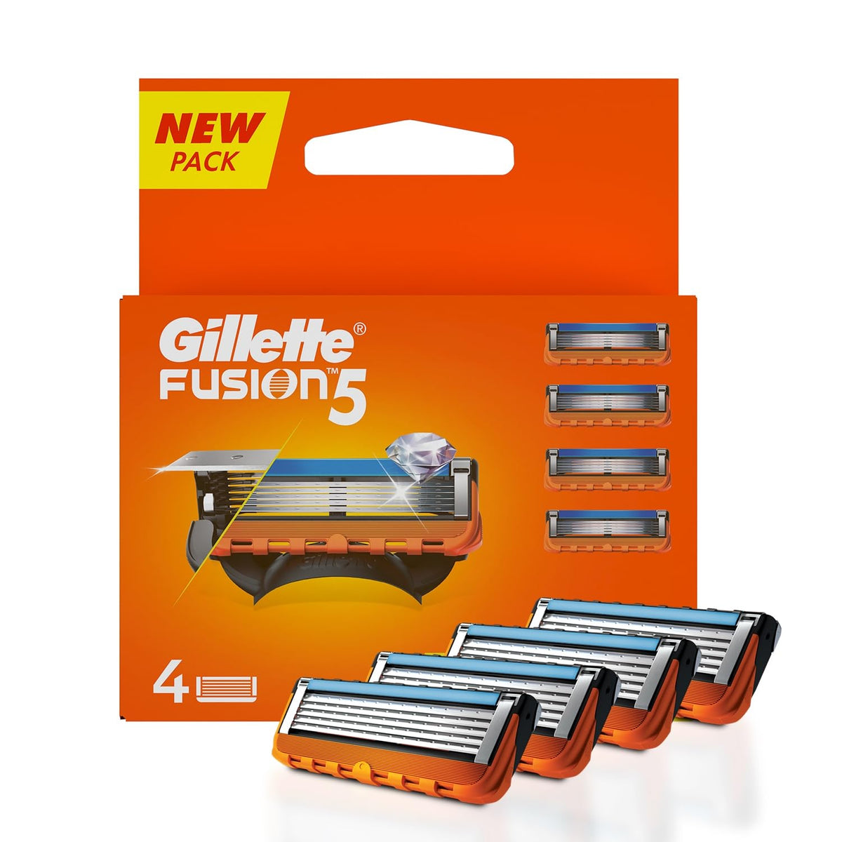 Gillette Fusion Manual Blades for men with styling back blade - 4 count for Perfect Shave and Perfect Beard Shape 4 Carts