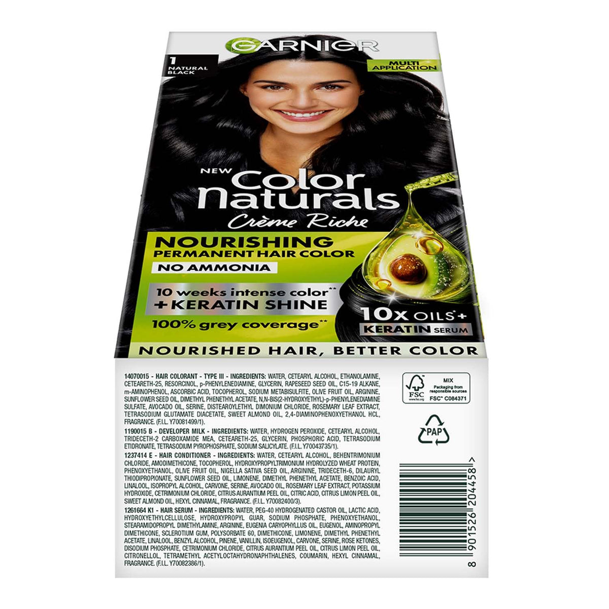 New Garnier Color Naturals with Keratin Shade 3 Darkest Brown SHADE 3, DARKEST BROWN (Pack of 1)