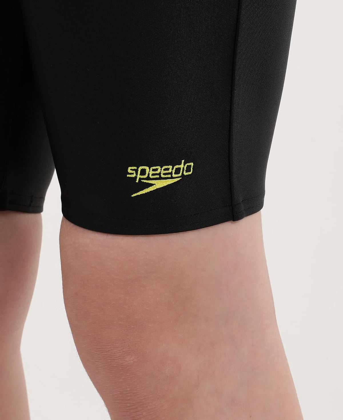 Speedo Boy's Endurance 10 High Chlorine Resistant UPF 40+ Sun Protection Essential Houston Jammer - Black & Lemon Drizzle