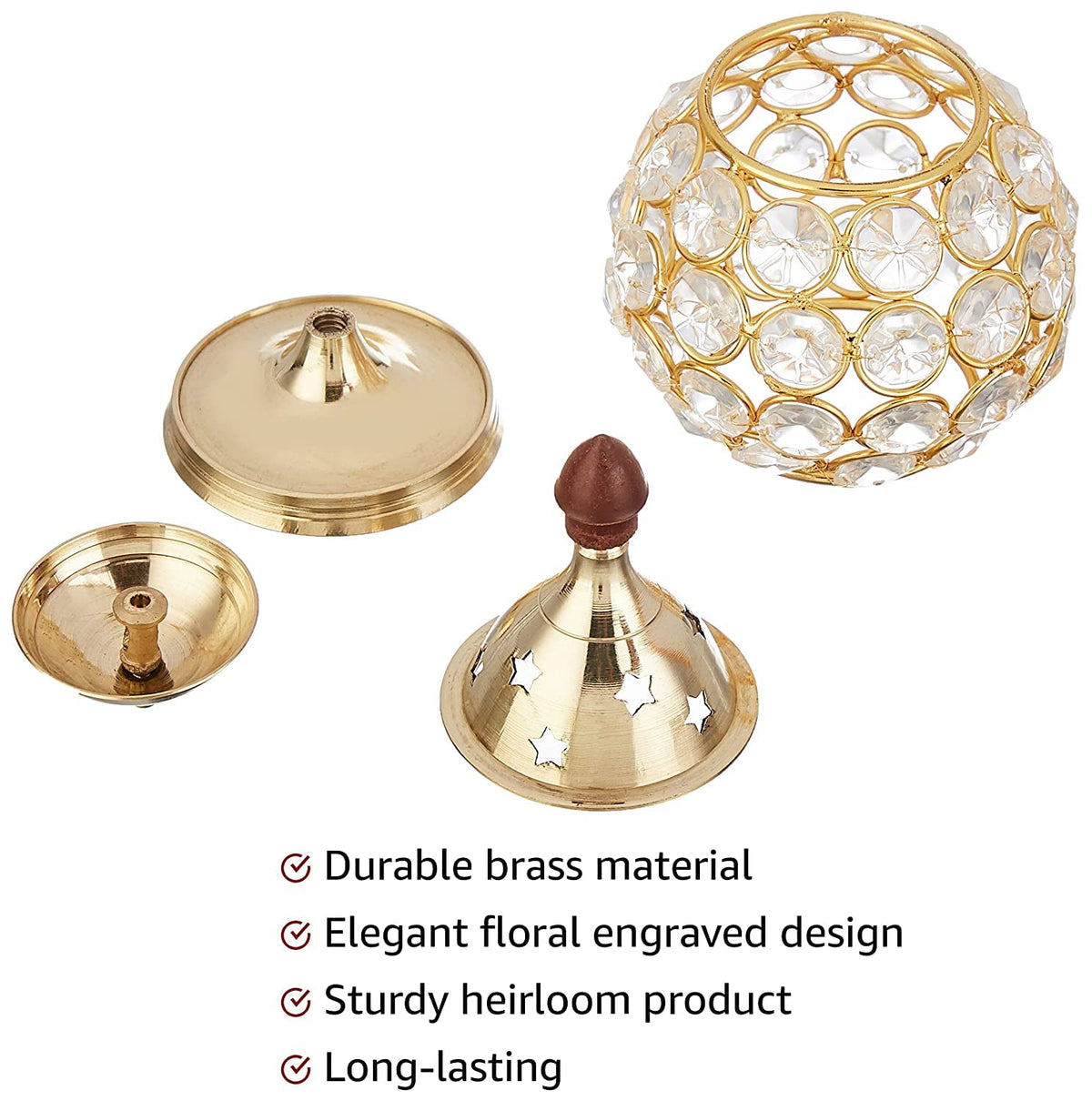 Klassic 4.5 Inch Swastik Akhand Diya with Borosilicate Glass Shade | Pure Brass Oil Lamp for Mandir, Daily Puja, Pooja Room, Diwali, Prayer, Wick Holder Festive