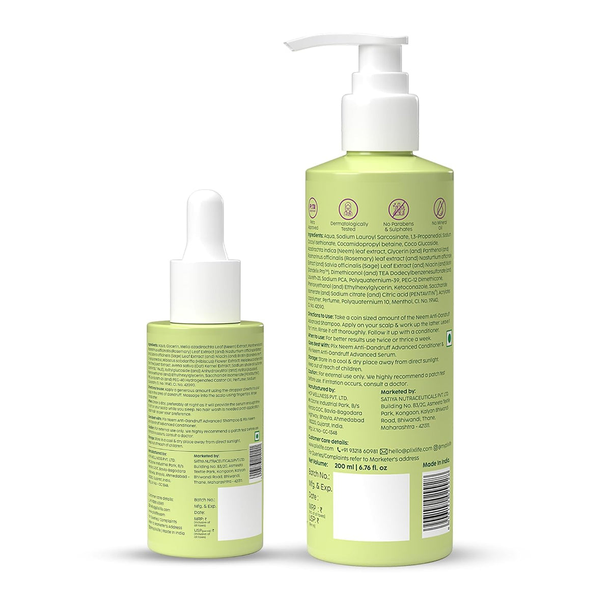 PLIX- THE PLANT FIX Neem Anti-Dandruff Advanced Kit | Shampoo (200ml) + Serum (50ml)