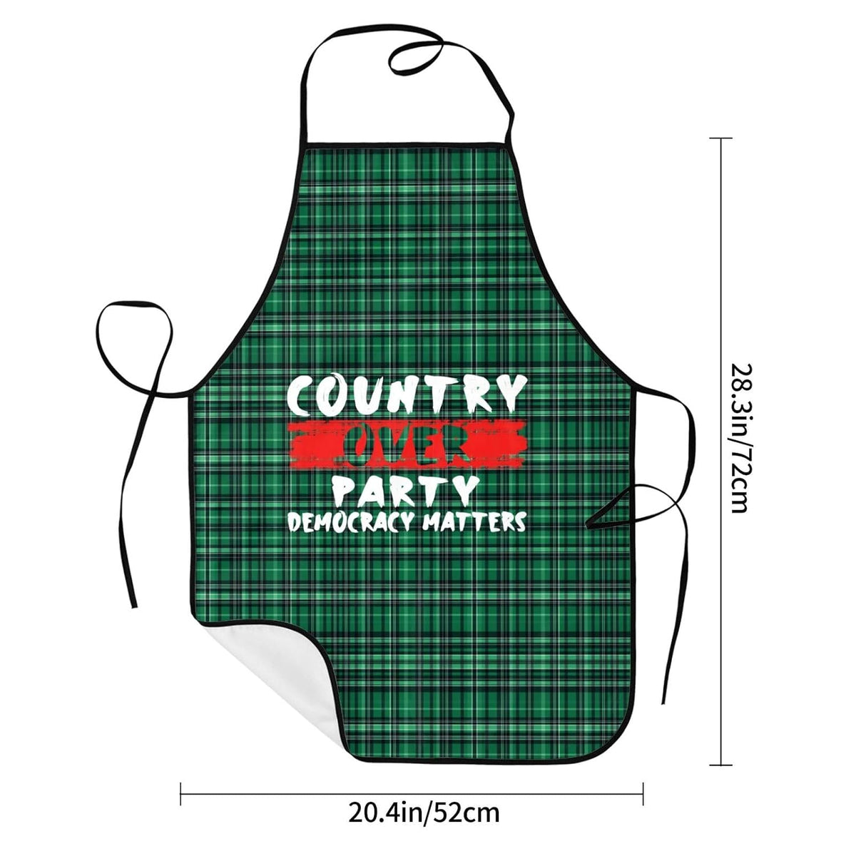 Country Over Party, Democracy Matters Apron for cooking with Pockets Women Men Kitchen Chef Funny Aprons
