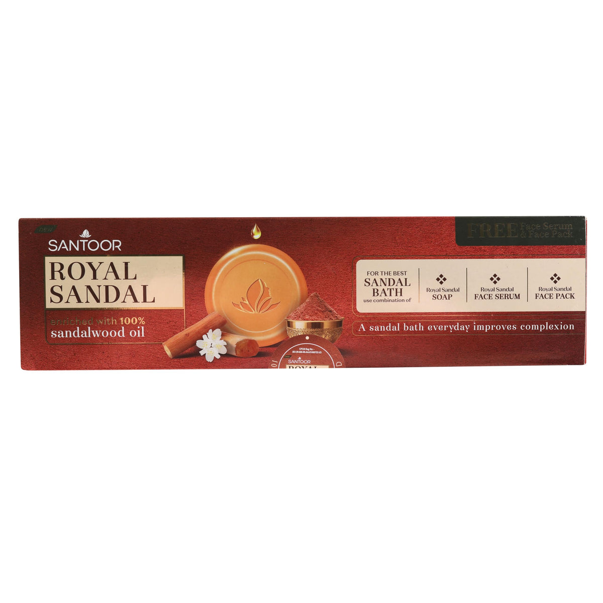 Santoor Royal Sandal Soap, Face Serum & Face Pack, 150 gm (Pack of 3)