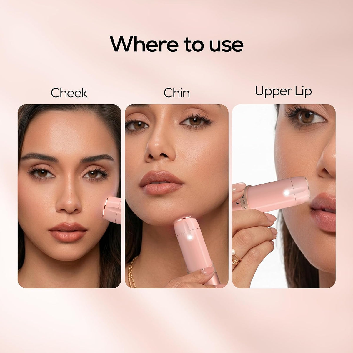 RENEE Spark EpiSense One Facial Hair Remover | Cheeks, Upper Lip & Chin, Gentle On Skin | With Hypoallergenic Stainless Steel Blade & Smartlight Precision | For