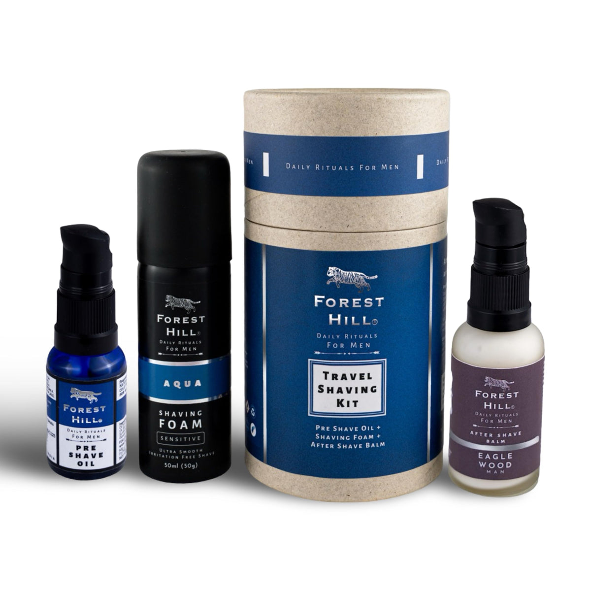 Forest Hill Set of 3 Discovery Set, Luxury Grooming Gift Set For Men, Aqua Shaving Foam 50g, Alcohol Free After Shave Balm 30ml & Pre Shave Oil 15ml, Soften Hai