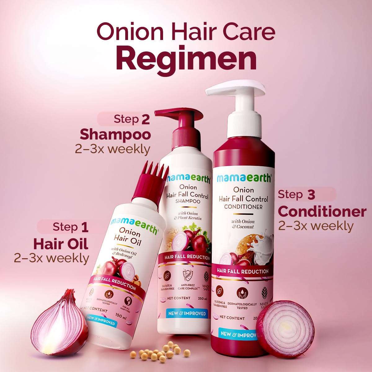 Mamaearth Onion Shampoo for Hair Growth and Hair Fall Control with Onion and Plant Keratin | Reduces Hair Fall | Strengthens & Smoothens Hair | For Men & Women