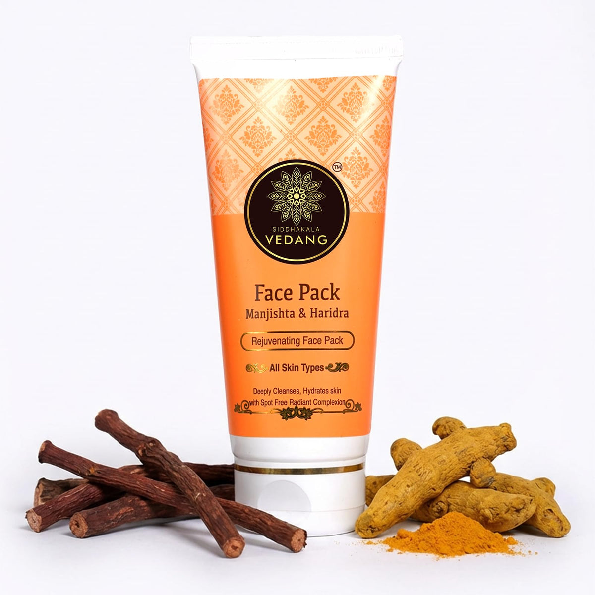 Face Pack (Manjishta & Haridra) for Glowing Skin & Tan Removal | Ayurvedic Blend with Daruharidra, Jeshthmadh, Aloe vera, Kaolin Clay - 100ml (Pack of 1) Fresh