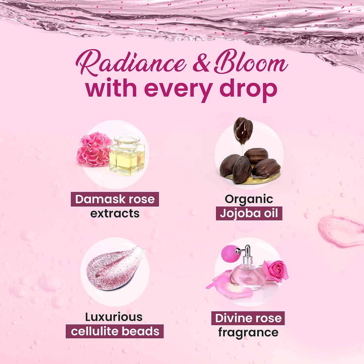 Dabur Gulabari Shower Gel - 250 ml | 99% Pure Glycerine | Gentle Bodywash | Cellulite beads for Exfoliation | 0% Parabens & Soap | No Silicones | With Exotic Da