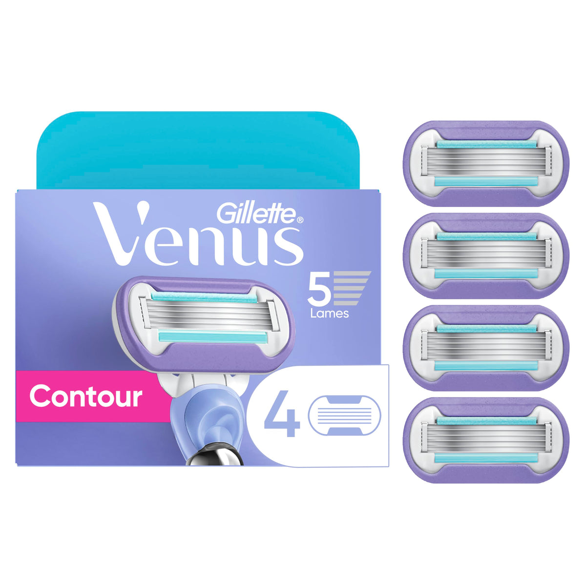 Gillette Venus Women's Razor Blade Refills, Swirl, 4 Count, Womens Razors / Blades