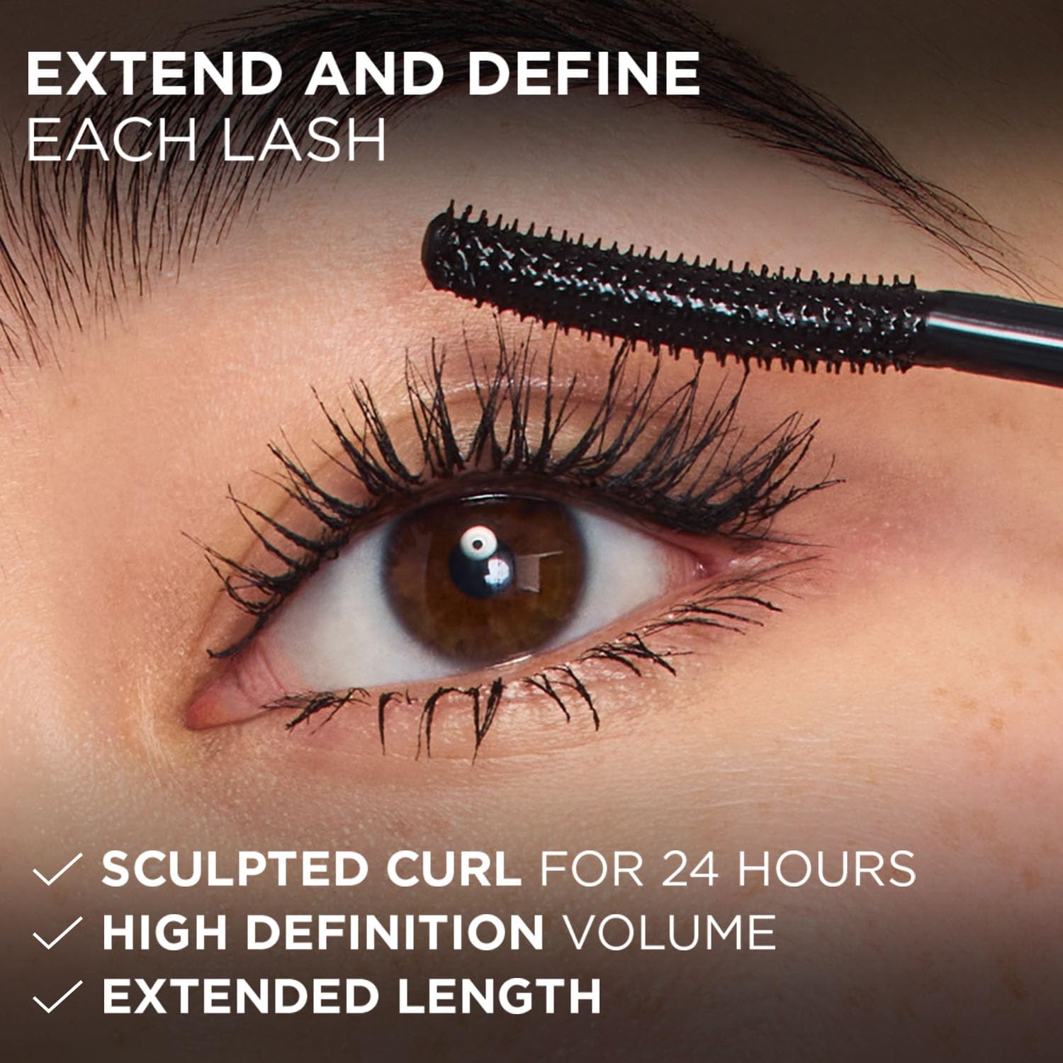 L'Oréal Paris Telescopic Extensionist Waterproof Mascara Extends lashes +5mm closer to brows Sculpting comb brush with 300+ bristles, 11ml