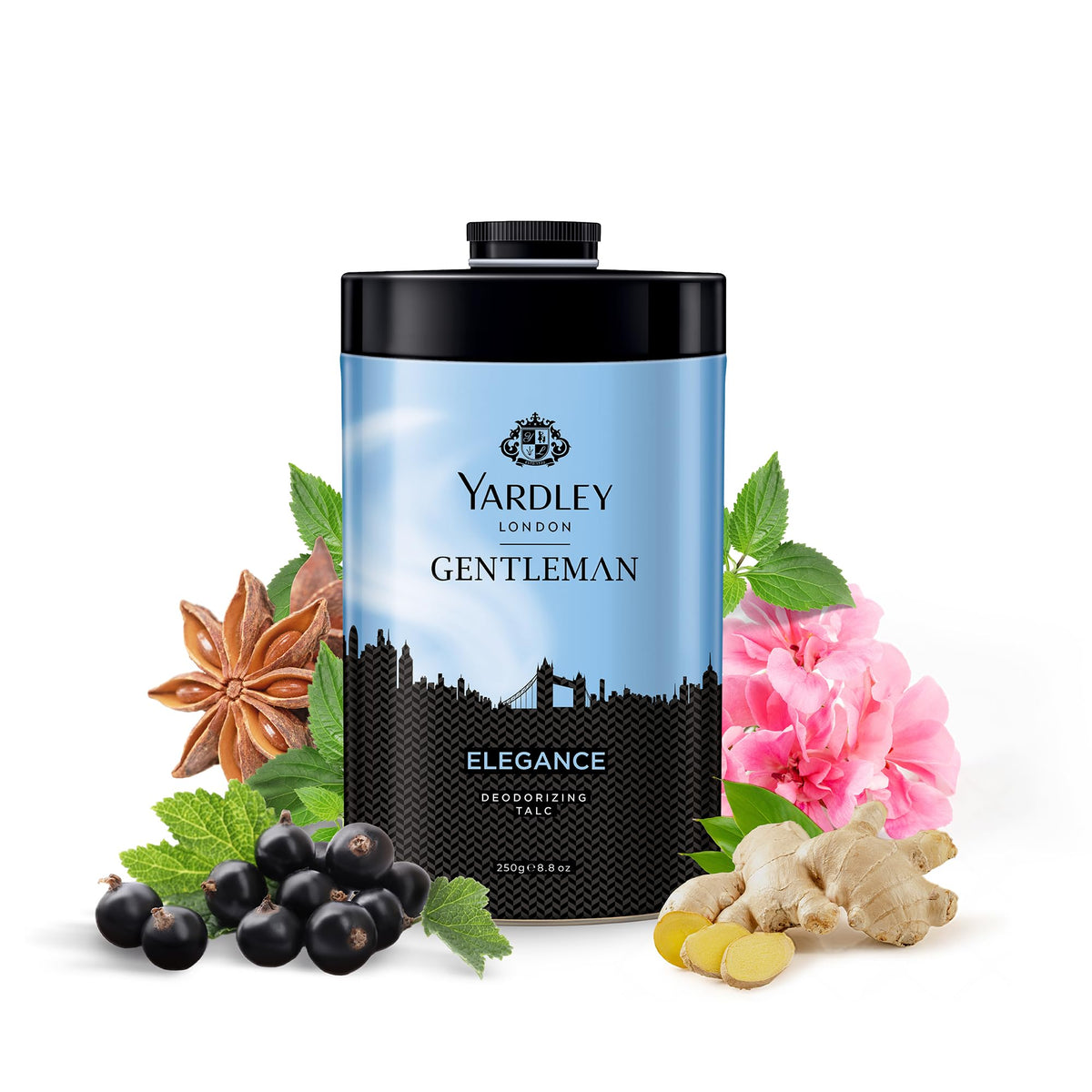 Yardley London Elegance Deodorizing Talc| Fougere Aromatic Woody Fragrance| Masculine Fragrance| Body Talc for Men| 250g Musky 250 g (Pack of 1)