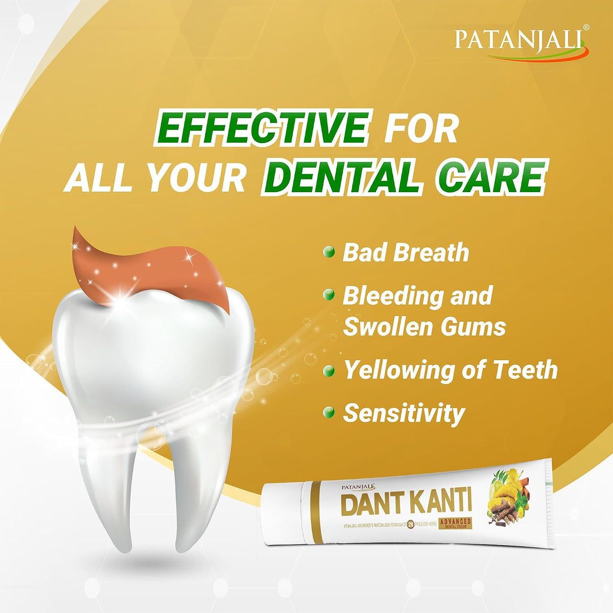 Patanjali Dant Kanti Advance Toothpaste Value Pack 200g (100g x 2), Herbal Ayurvedic Toothpaste for Strong Healthy Teeth & Gums, Natural Oral Care, Cavity Prote