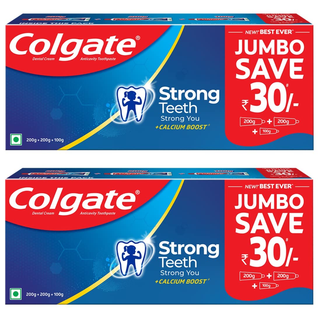 Colgate Cavity Protection Strong Teeth Toothpaste with Amino Shakti - 1000gm (500gX2) Saver Pack , India's No.1 Toothpaste