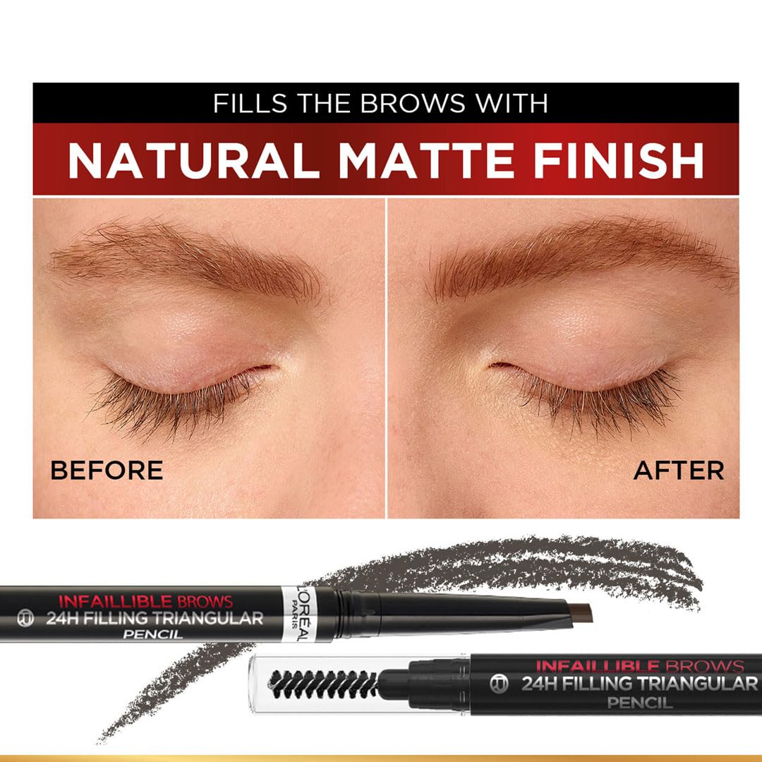 L’Oreal Paris Infallible 24H Brow Filling Triangular Pencil- 1.0 Ebony, 1g