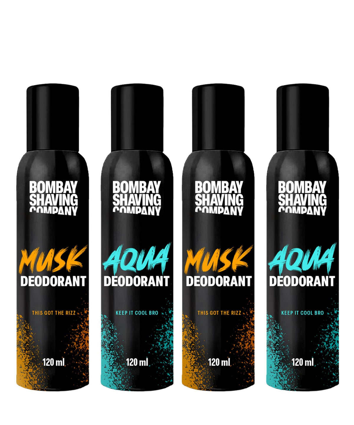 Bombay Shaving Company Aqua and Musk Deodorant Spray for Men 120 ml x 4 | Long Lasting Fragrance | For Daily Casual Wear | For Dates | Gift for Brother | Gift f
