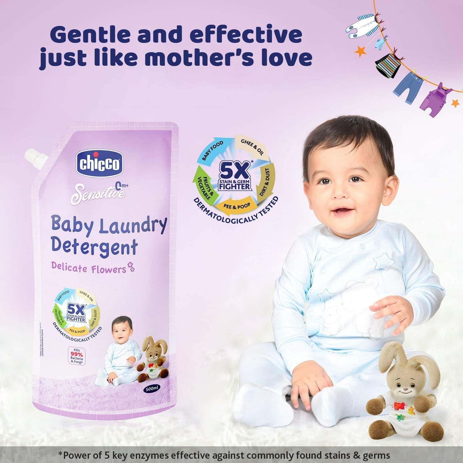 Chicco - Baby Liquid Laundry Detergent Delicate Flowers, Refill Pack (500mL)