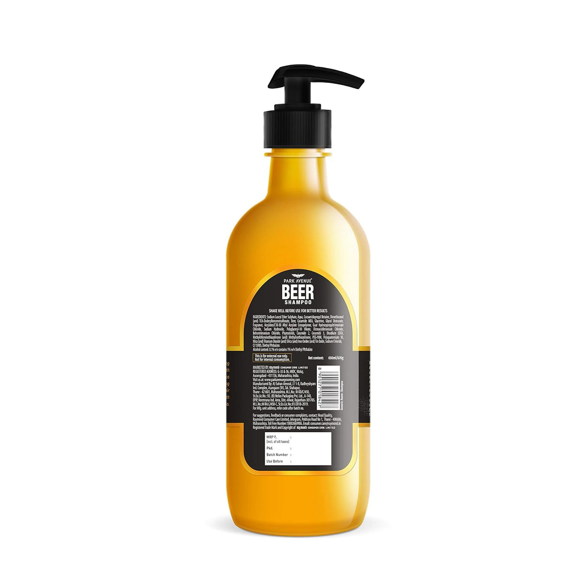 Park Avenue Beer shampoo For Damaged hair (650ml) | Paraben Free | For Damage Fee Hair| Crafted with Natural Beer 650 ml (Pack of 1)