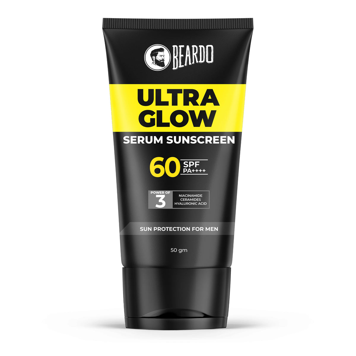 Beardo Ultra Glow Serum Sunscreen SPF 60 PA++++| UVA/UVB Protection | No White Cast | Ultra Lightweight 3 in 1 with Niacinamide, Ceramides & Hyaluronic Acid | N