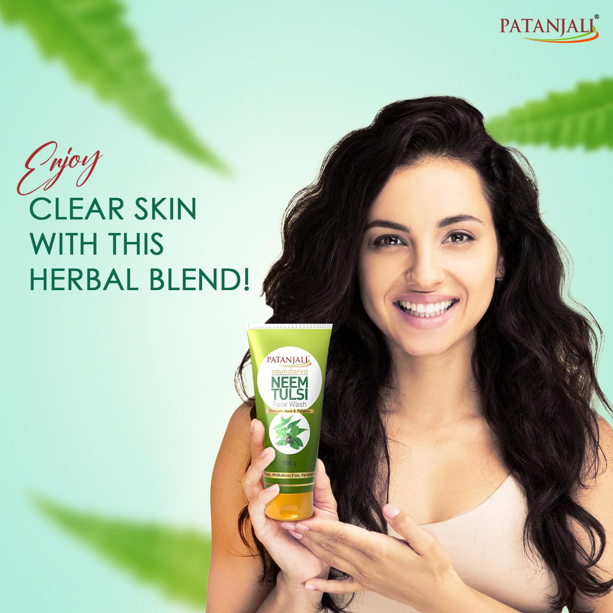 Patanjali Saundarya Neem Tulsi Face Wash, for Clean and Fresh Skin with Natural Ingredients for Daily Use 100g (Pack of 4) Neem Tulsi 400 g (Pack of 1)
