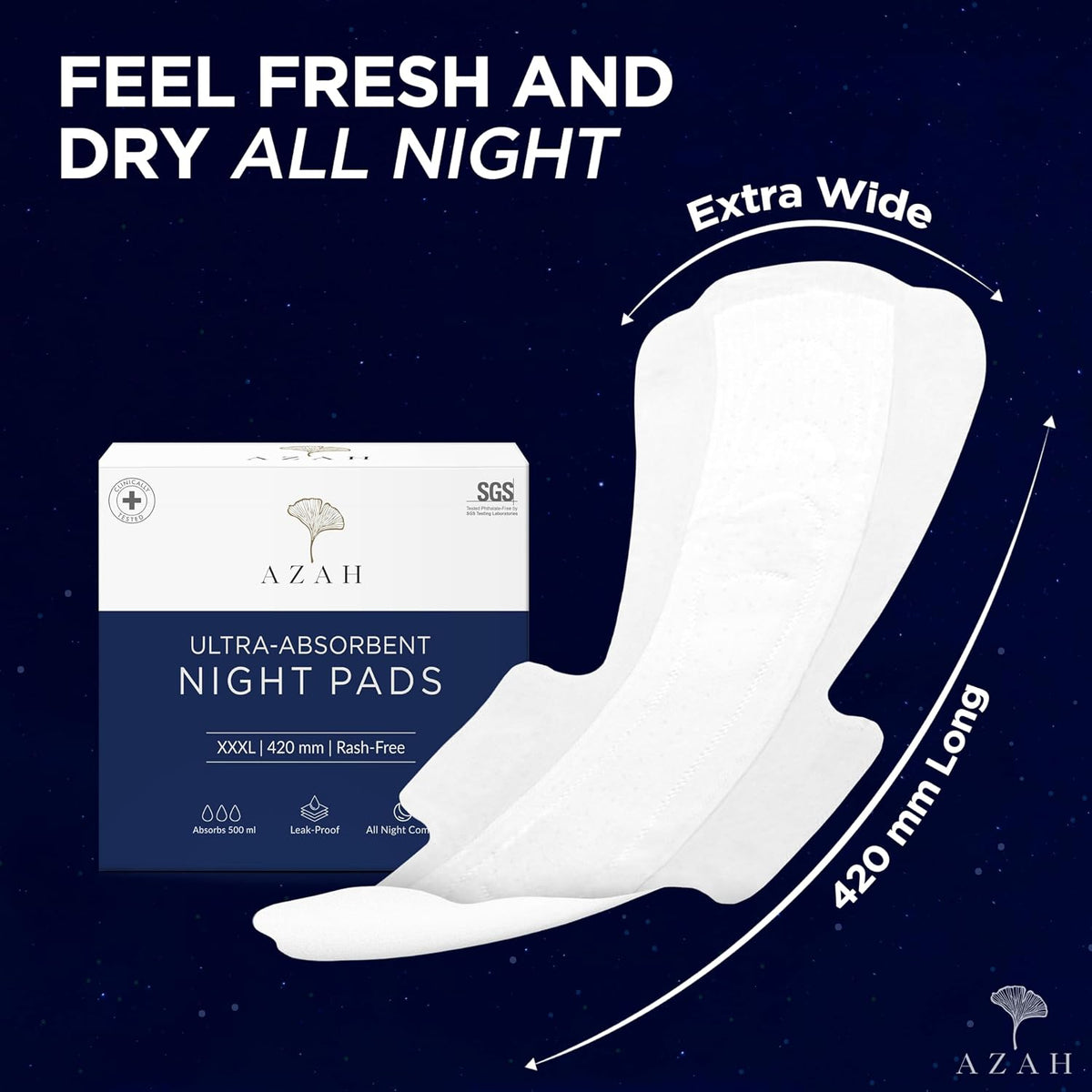 AZAH XXXL Sanitary Pads for Women for Heavy Flow | Pack of 12 Box of 12