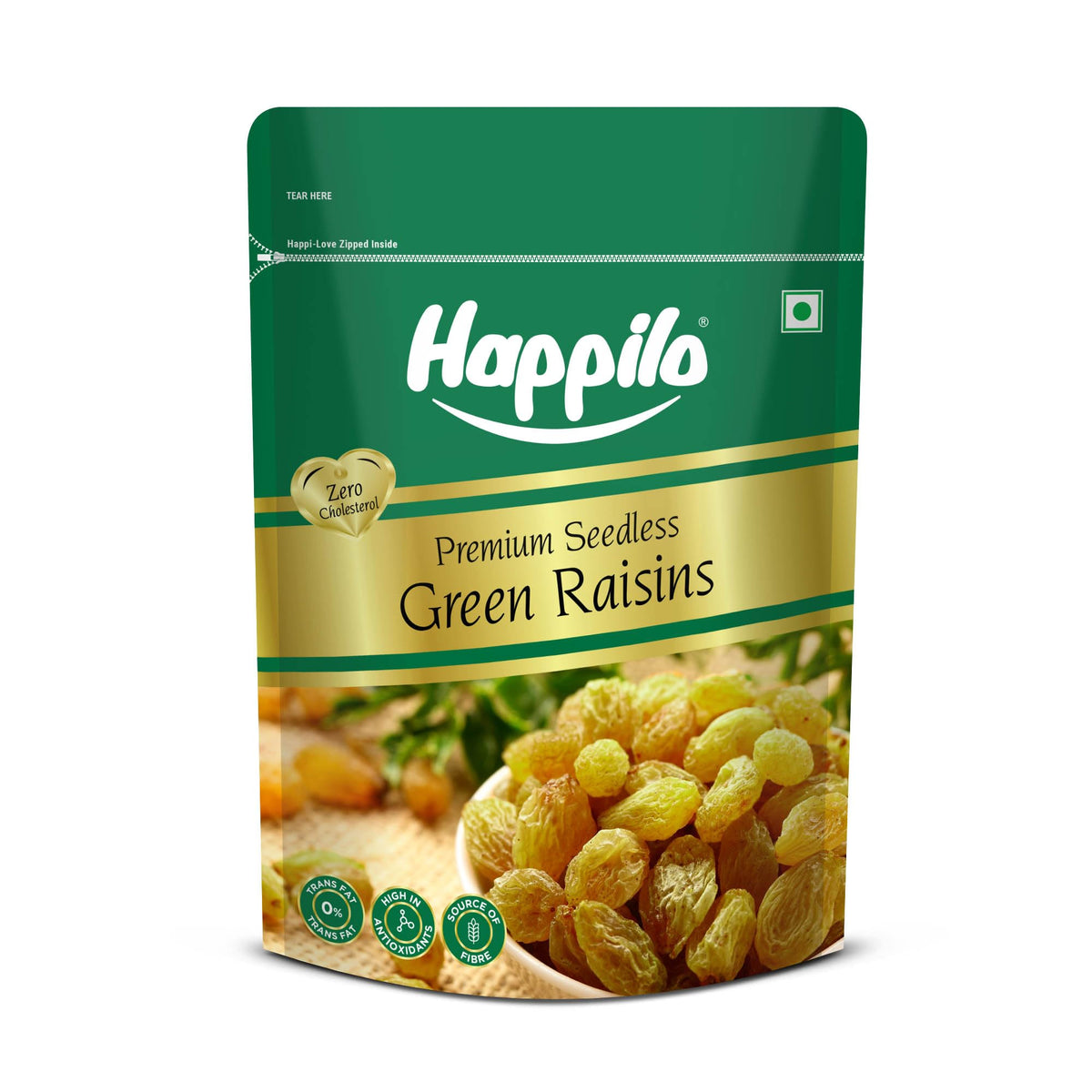 Happilo Premium Seedless Green Raisins 500g | Quality Kishmish/Kismis | Dry Fruits, Healthy Snacks | Rich in Iron & Vitamin B | Antioxidant Rich | Healthy Dry F