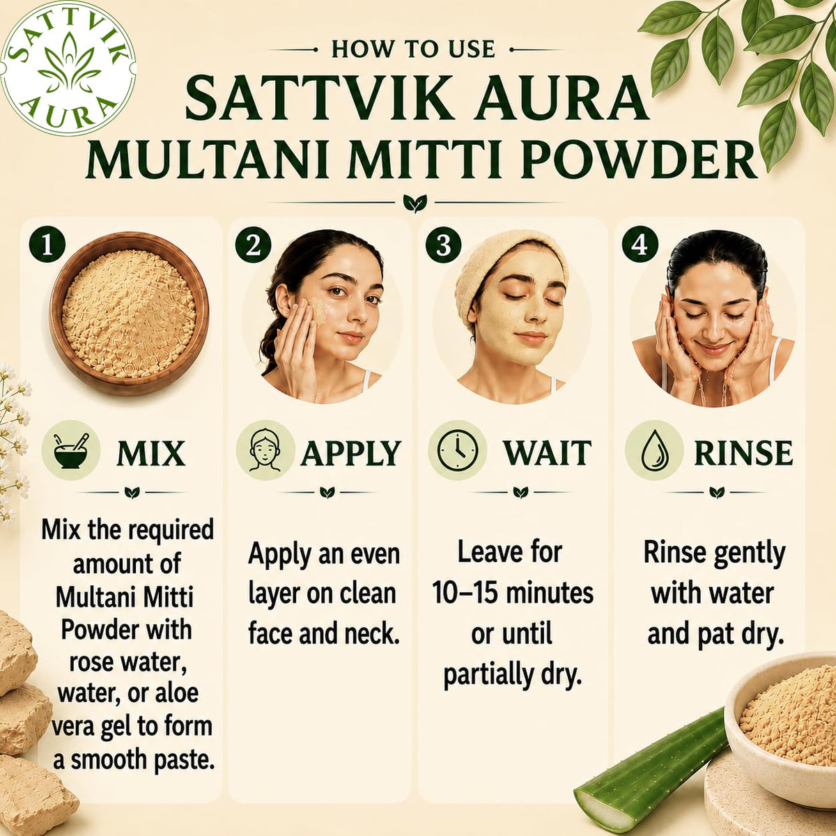 Pure Multani Mitti Powder for Face, Skin & Hair Care | Natural Fuller’s Earth Powder | Fine Powder for Face Pack & Hair Pack | 100g