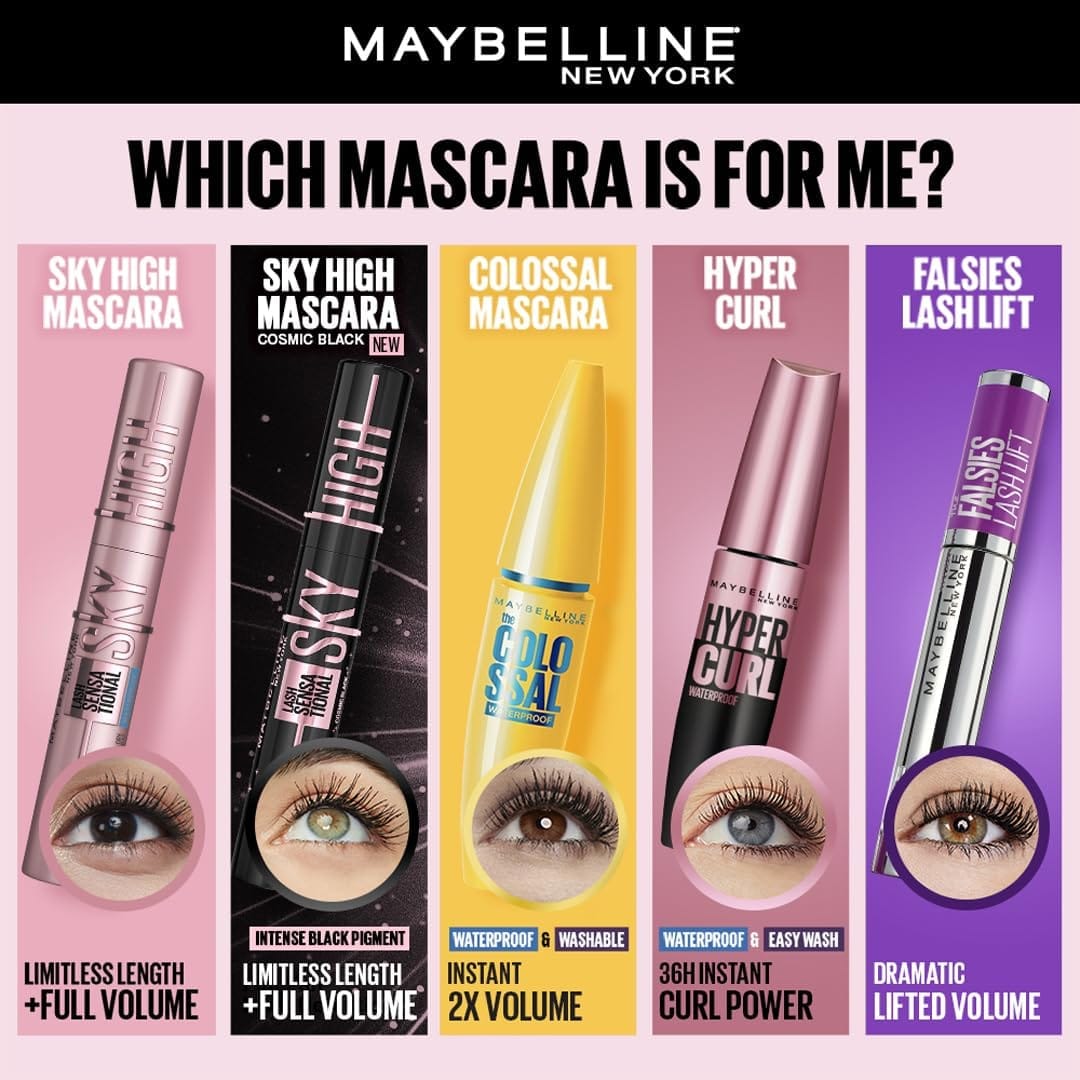 Maybelline New York - Lash Sensational Sky High Waterproof Mascara (Cosmic Black) - 6mL