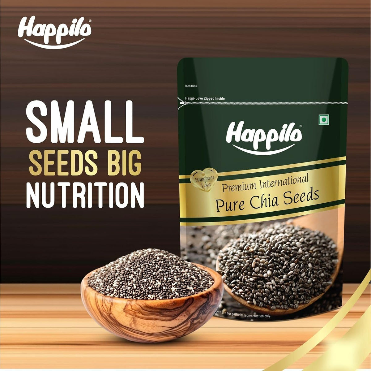 Happilo Premium Raw Chia Seeds 200g (Pack of 1) | Seed for Eating | Healthy Snacks | Good for Weight Management | Nutrient-Rich Superfood, High in Omega-3 Fatty