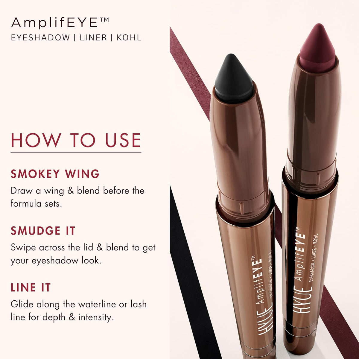 HYUE AmplifEYE™ 3-in-1 EYE Crayon | Eyeshadow - Liner - Kohl | Cold Brew | Creamy Multi-Use Stick with in-built Sharpener and Smudger | High-Pigment Formula wit