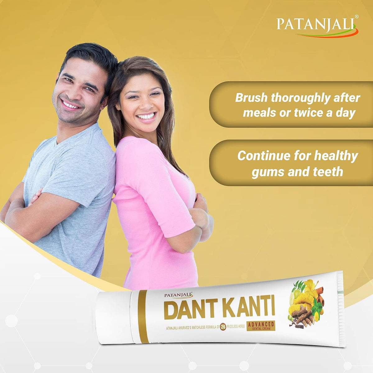 Patanjali Dant Kanti Advance Toothpaste Value Pack 200g (100g x 2), Herbal Ayurvedic Toothpaste for Strong Healthy Teeth & Gums, Natural Oral Care, Cavity Prote
